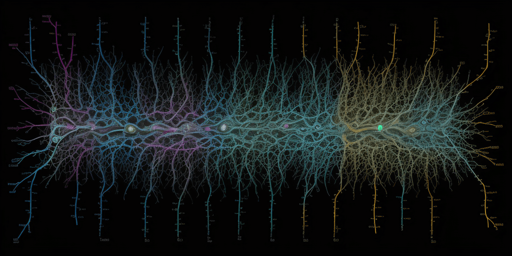 AI generated: Neuronal cells depicted as a catalog of diferent colors