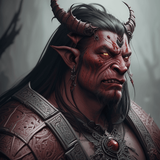 AI generated: Insanely detailed face portrait photography of a majestic beautiful fierce demonic red orc king wear...