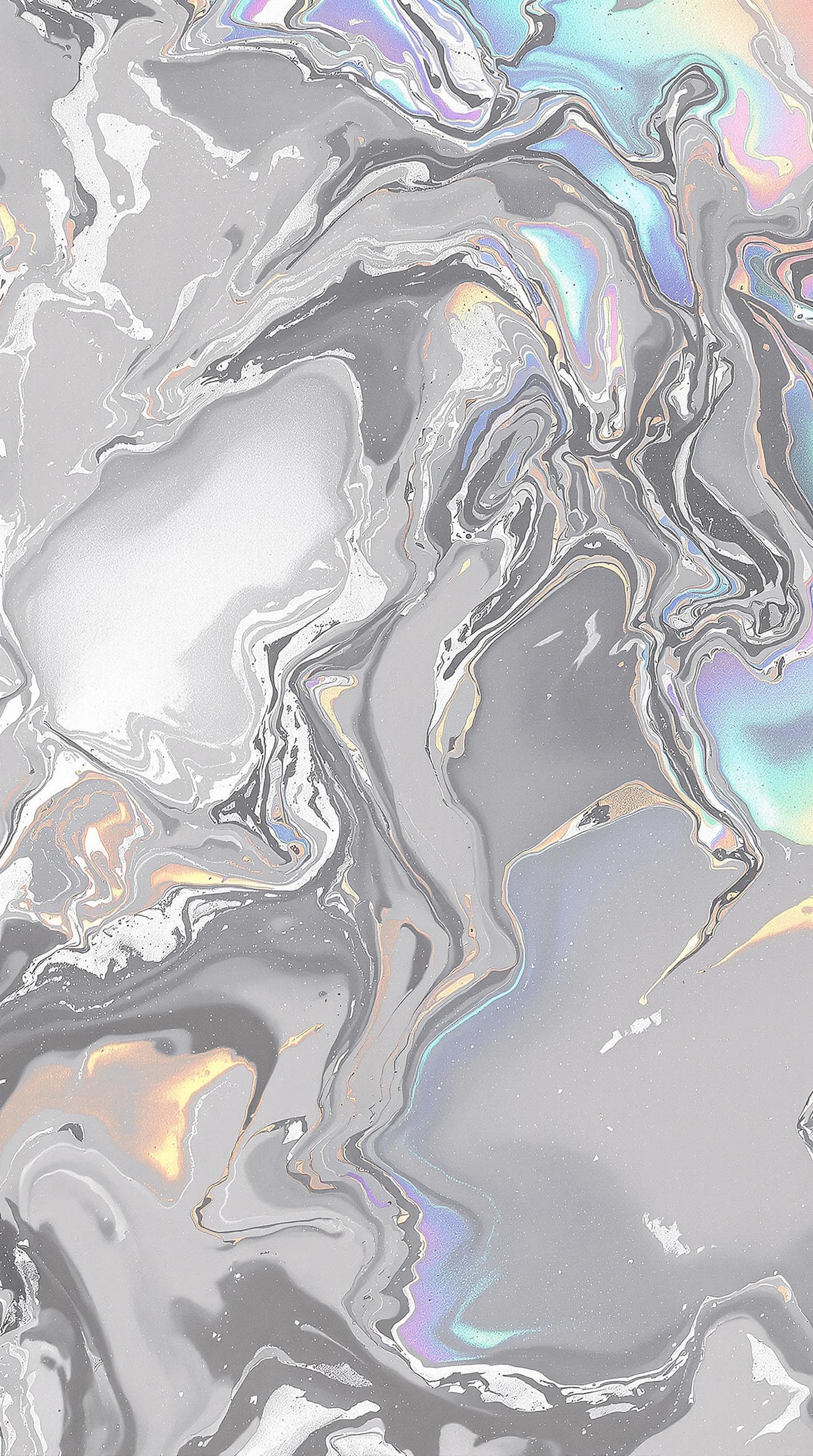 AI generated: fluid marmor texture, with silver holographic effect, splashes