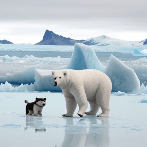 AI generated: OSO POLAR BEBÉ SENTADO EN UN GLACIAR