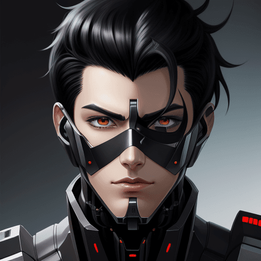 AI generated: perfect anime quality, digital painting, 64k, perfect face, anime male, robot, black hair, full body