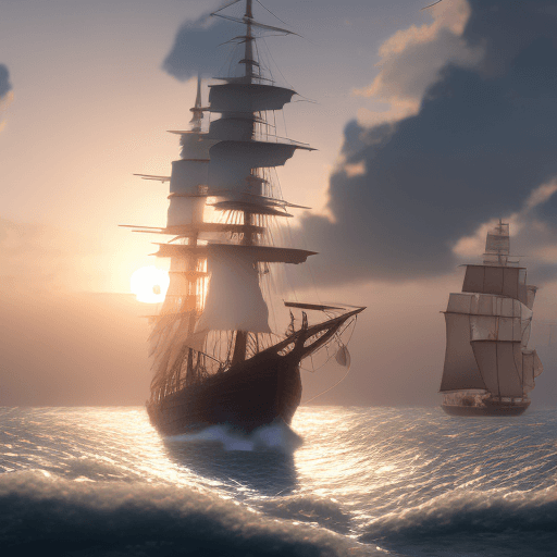 AI generated: Photo of a ultra realistic sailing ship, dramatic light, pale sunrise, cinematic lighting, battered,...