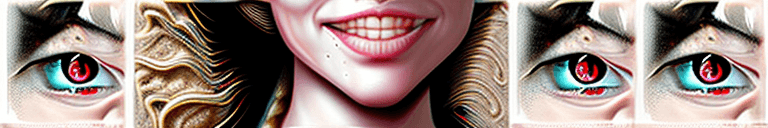 AI generated: sinister, smiling medusa, (glowing eyes:1.2), shoulders, pale white cracked skin, dusty white rock f...