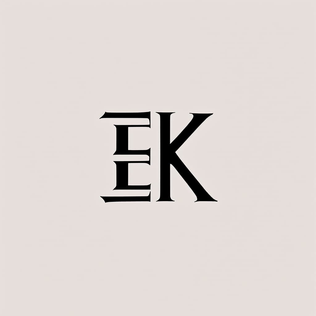 AI generated: Create a logo with a lettermark of a letter “EK”, logo, serif font, vector, simple.