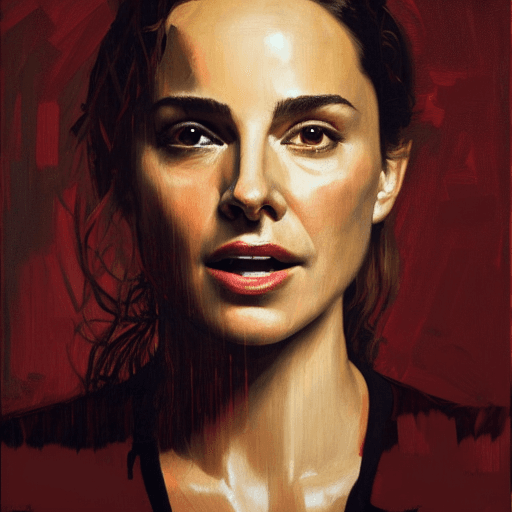 AI generated: Portrait of nathalile Portman, dramatic lighting, illustration by Jonathan Yeo, 4k, extremely expres...