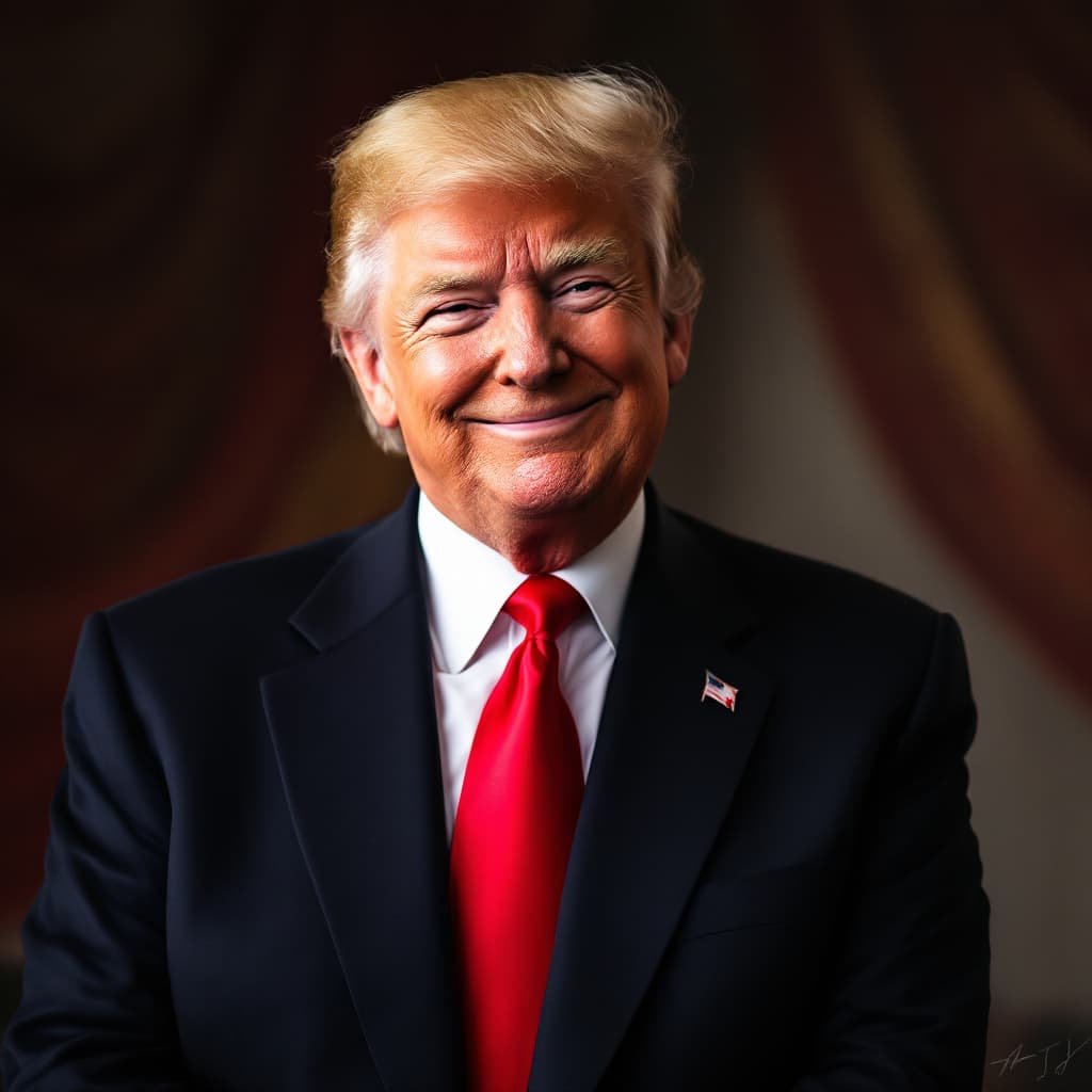 AI generated: donald trump smile photography