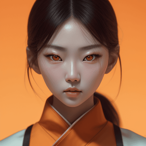 AI generated: photography, orange hue, highly detailed, eye focus, korean woman model, look a like han-so-hee, sha...