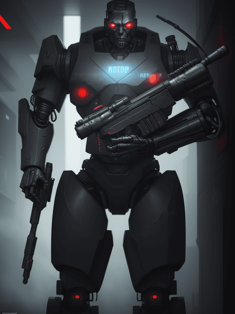 AI generated: (close up:1.1) art a [robot | terminator | cyborg | futuristic soldier], holding a futuristic rifle,...
