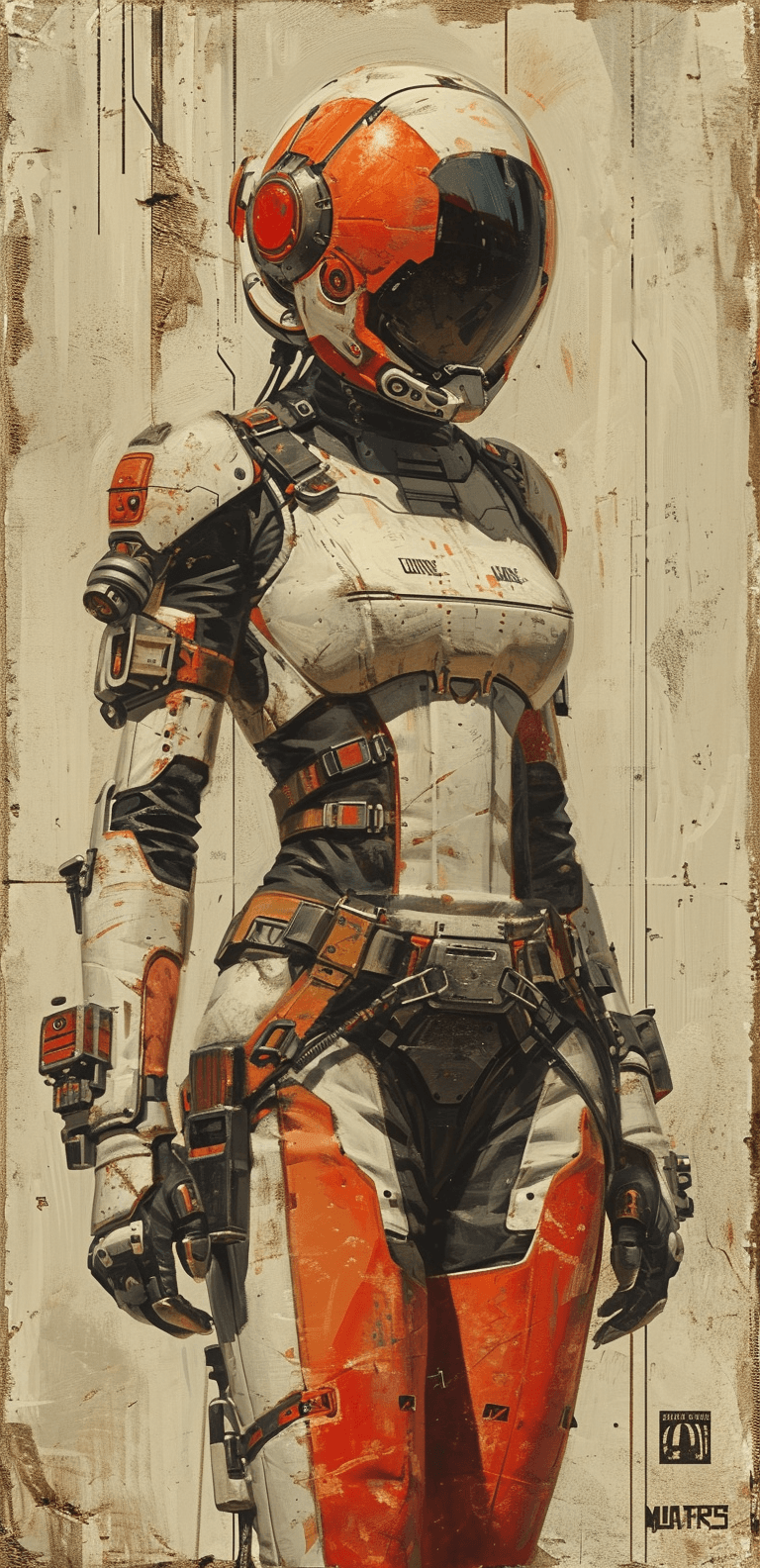 AI generated: scifi artwork by roblunda mccallum, in the style of blink-and-you-miss-it detail, full body, dark wh...