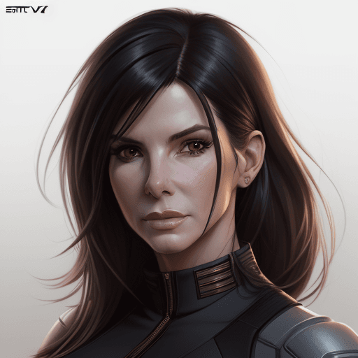 AI generated: mdjrny-v4 style potrait of  Sandra Bullock, svetlana tigai style, trending on artstation, pencil dra...