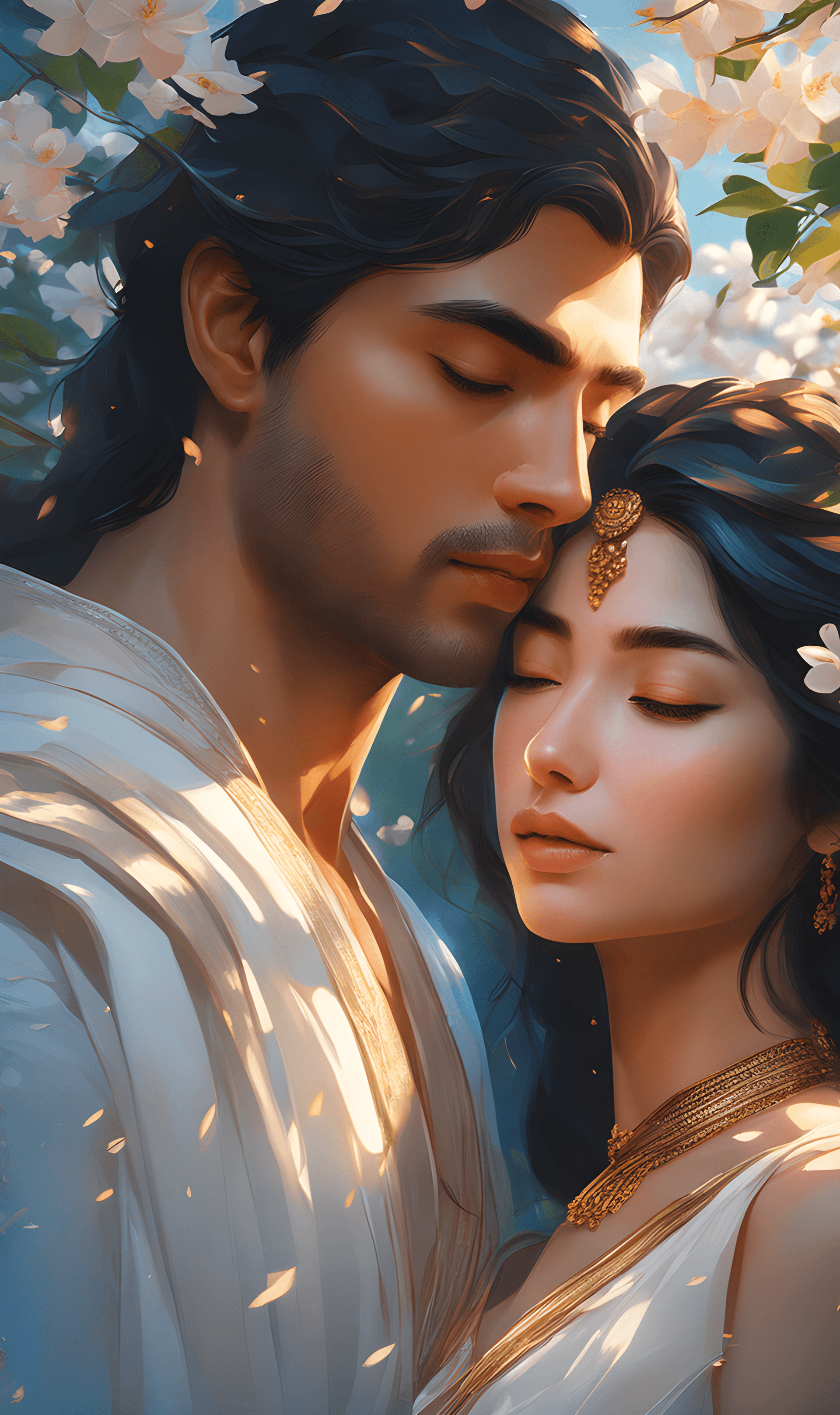 AI generated: dreamscape couple, radha , High contrast. Detailed face. natural lighting, unbelievably detailed, ul...