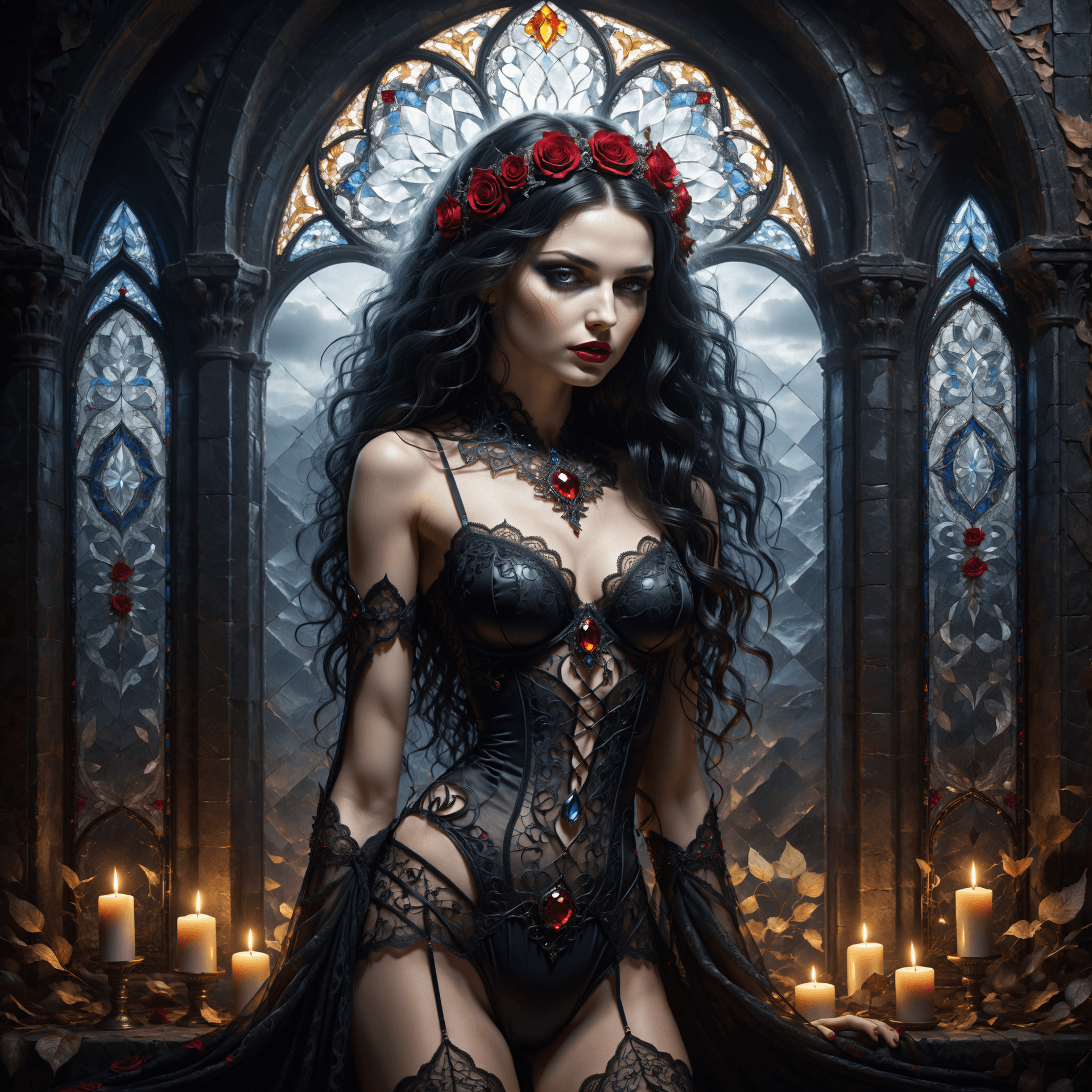 AI generated: surreal masterpiece of a gothic snowwhite, crying and angry, gothic enchantress (adorned zentangled ...
