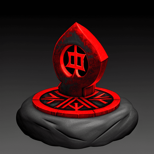 AI generated: create a cartoonish rune
base it on norse mithology 
make it red
