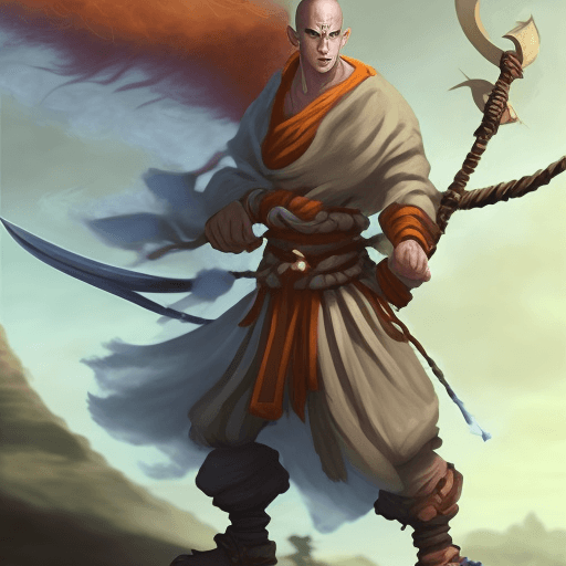 AI generated: Air genasi monk warrior
