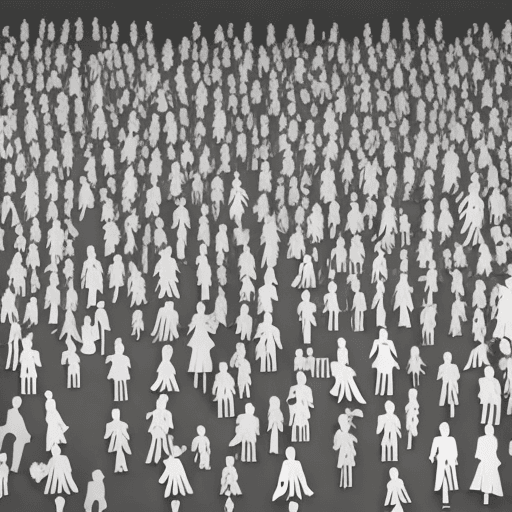 AI generated: crowded office with a lot of paper people stressed out 