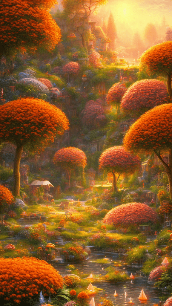AI generated: summer landscape, orange color, Bokeh, insanely detailed and intricate, hypermaximalist, elegant, or...