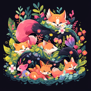 AI generated: A tshirt vector, Playful dog, Floppy ears, Happy expression, Lush garden, Curved edge, Friends surro...