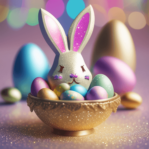 AI generated: Easter-related collectible with glitter, nostalgia, 3d, sharp, high definition, close-up, profession...