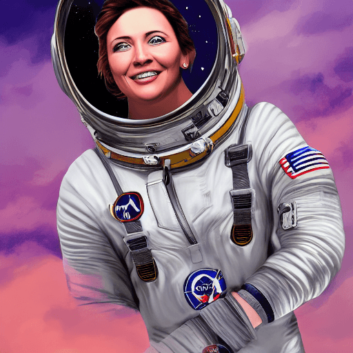 AI generated: a photo of woman flying out to space as an astronaut, digital art