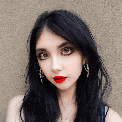 AI generated: 8k,solo,2girl,solo,black hair,makeup,earrings,mole under eye,blush,jewelry,long hair,lipstick,red li...