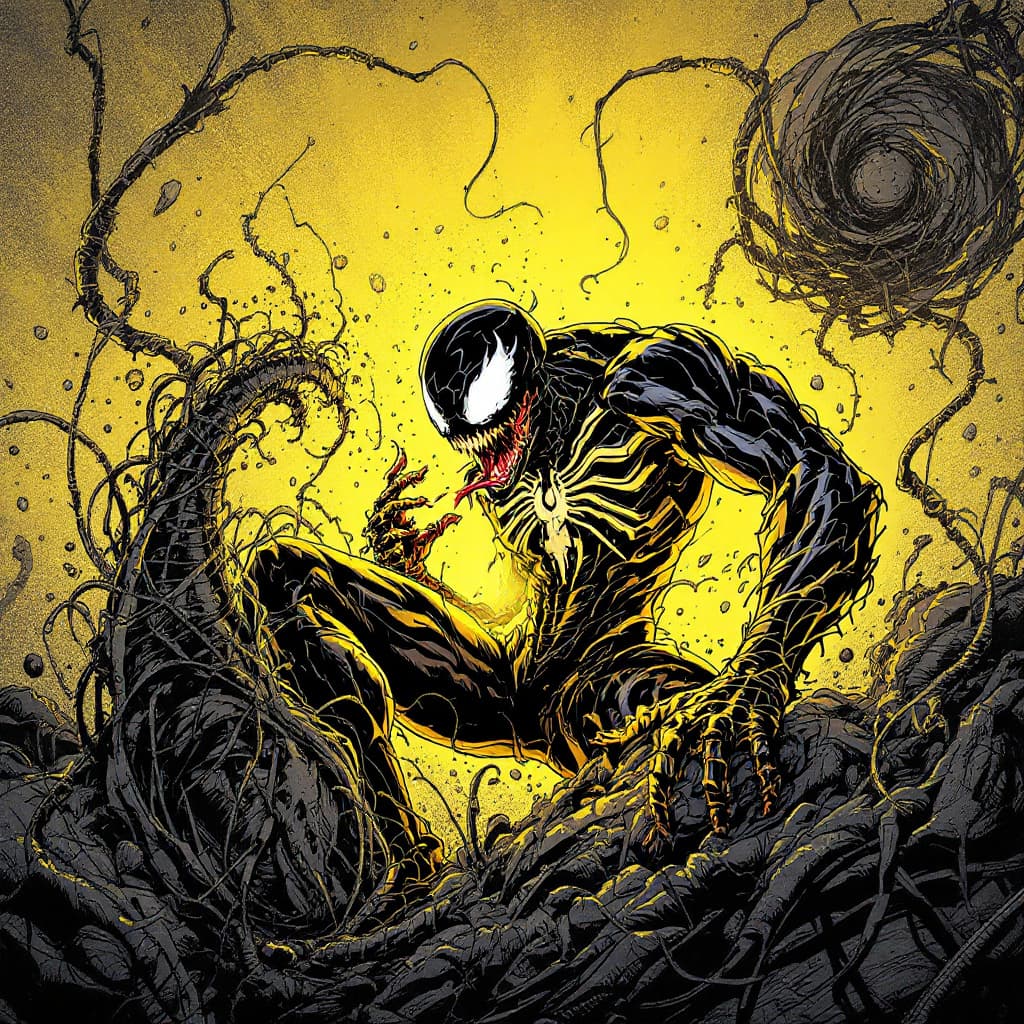 AI generated: VENOM SYMBIOTE IN THE SEWER