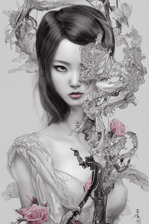 AI generated: the portrait of a sensual girl an beautiful, beauty cyborg,elegant realistic gravure idol, an ultraf...