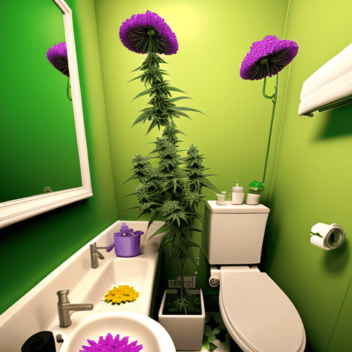 AI generated: a colorfoul flower of marijuana in a little bathroom with a lot of flowers of marijuana
