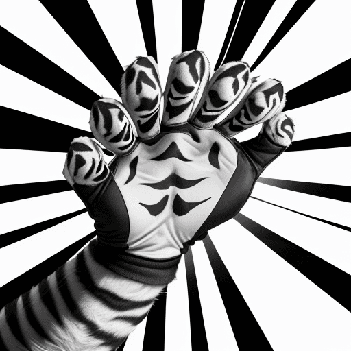 AI generated: a black and white image of a tiger's paw and the word tigers, tigers, tiger, half tiger, tiger paws ...
