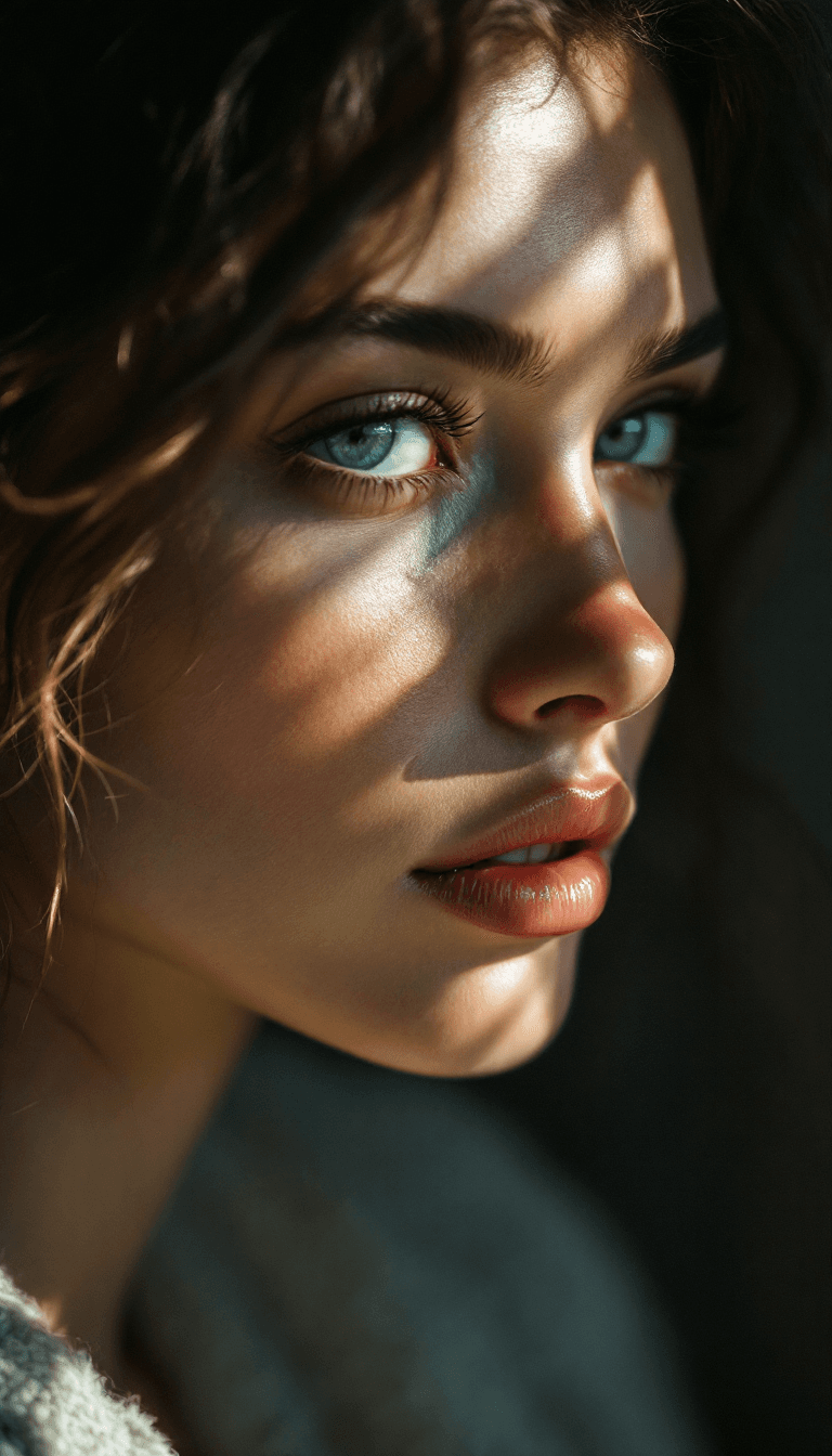 AI generated: Cinematic shot, beautiful supermodel wearing , detailed face, organic interior, Cinematic - Shadow -...