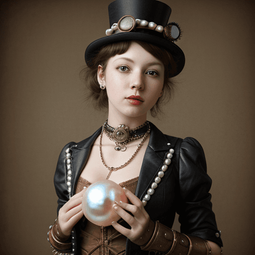 AI generated: girl with a pearl, steampunk