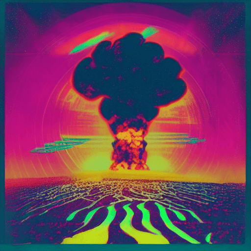 AI generated: nuclear explosion retrowave
