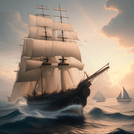 AI generated: Photo of a ultra realistic sailing ship, dramatic light, pale sunrise, cinematic lighting, battered,...