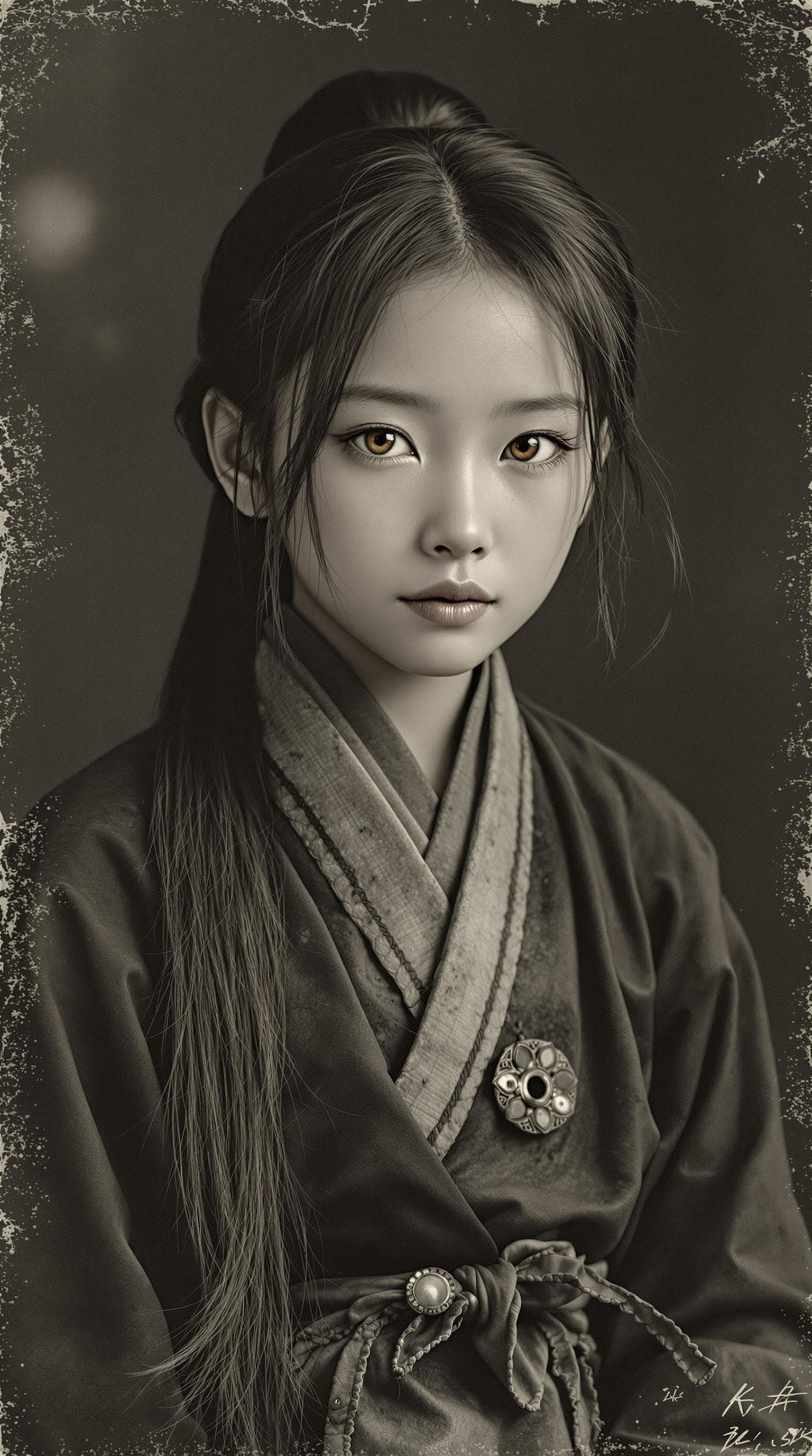 AI generated: a professional vintage black and white photo (paper has aged over time), of a exceptionally of the m...