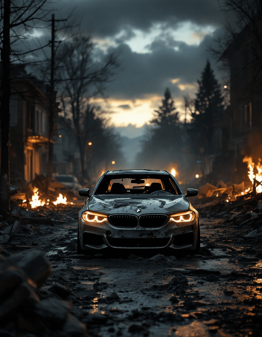 AI generated: Photorealistic image captured with Panasonic Lumix GH7 camera presents a dark and dramatic scene. In...