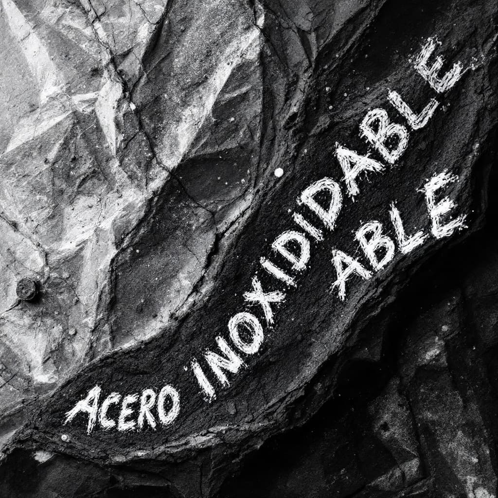 AI generated: escribir la palabra "ACERO INOXIDABLE" EN ACERO INOXIDABLE