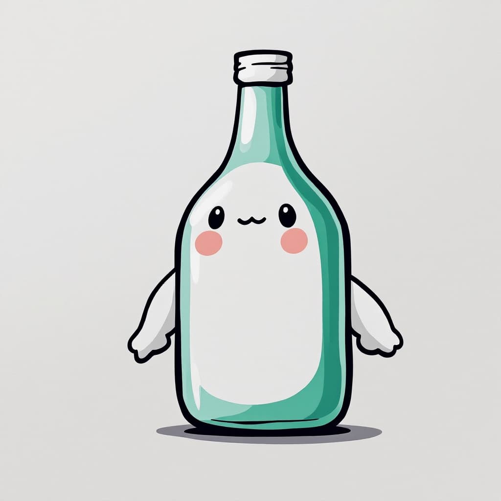 AI generated: Draw a toad shape based on the image of the soju bottle of Hite Jinro, a Korean soju brand.