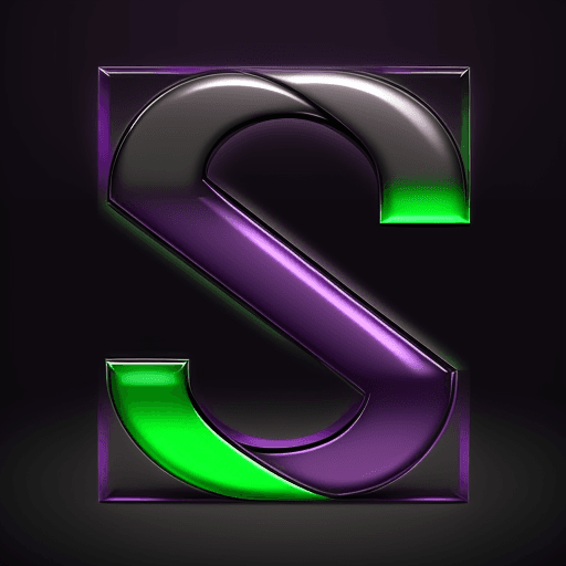 AI generated: The letter P in Hyper realistic, 8k, in the colors purple, black and green. 