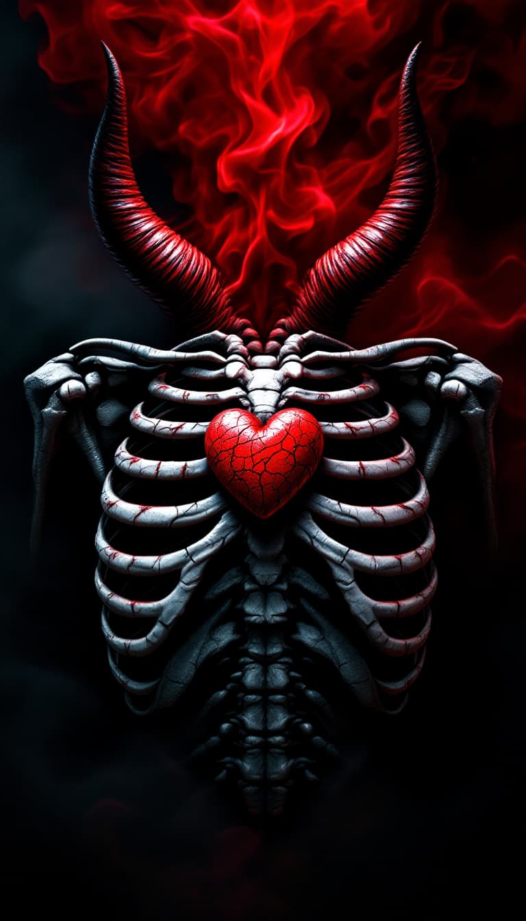 AI generated: A dramatic macroview of a human chest cavity, ultra-detailed bones and ribcage exposed, showcasing a...