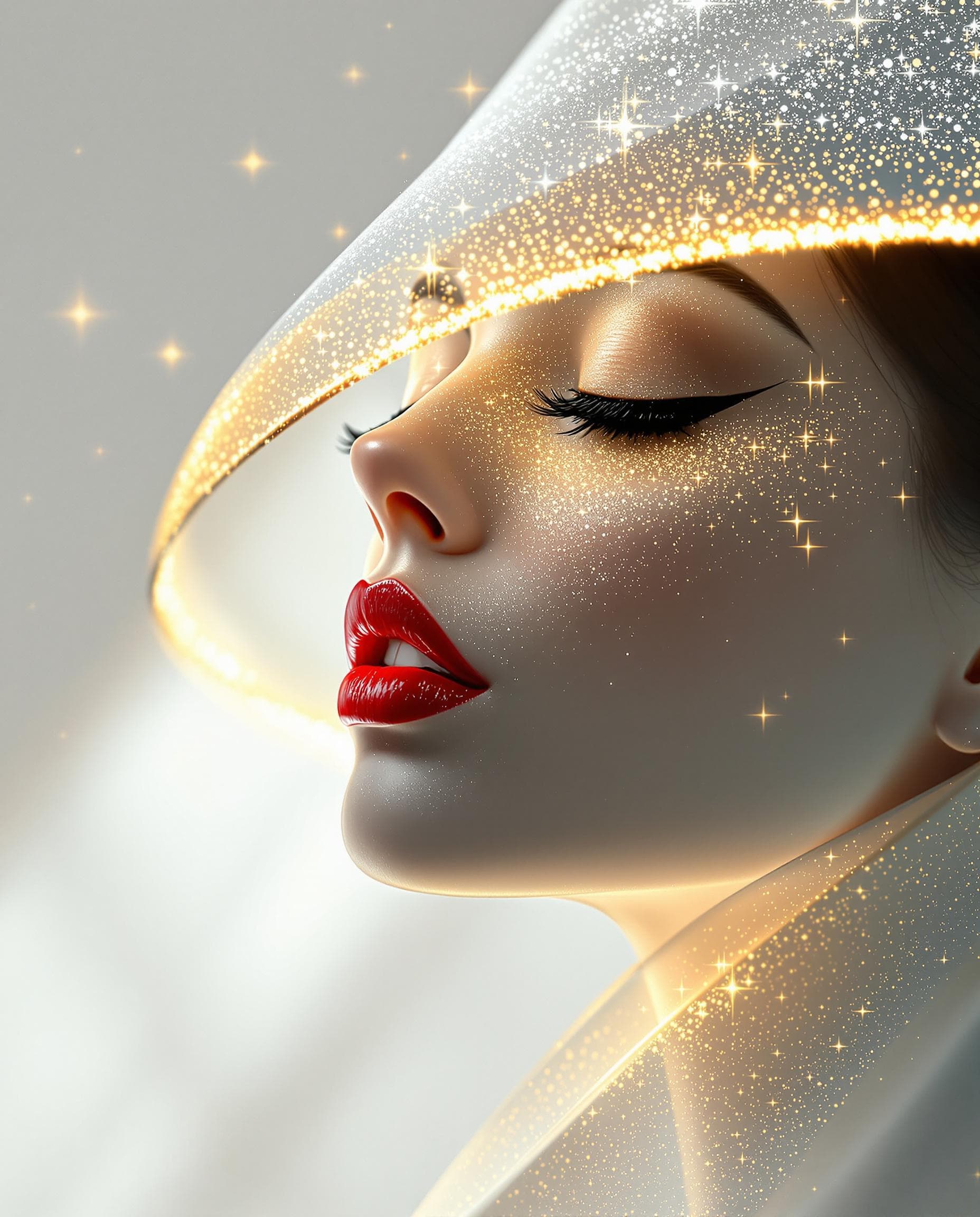 AI generated: white colors, magic lighting, A smooth white wall similar to a sheet of paper, only the silhouette a...