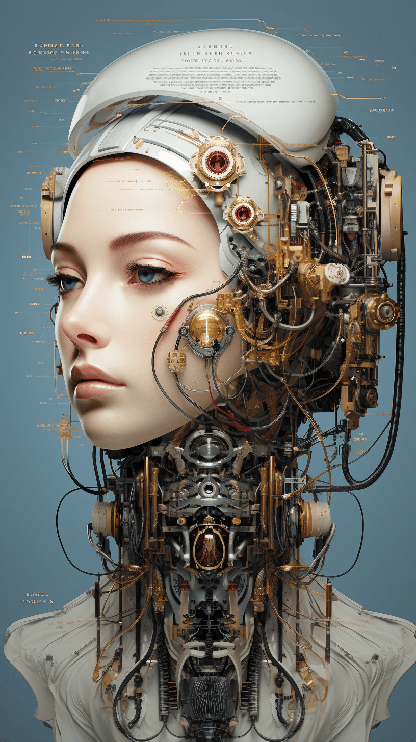 AI generated: a robot's head with buttons on it, in the style of hyperrealistic fantasy, feminine subjects, precis...
