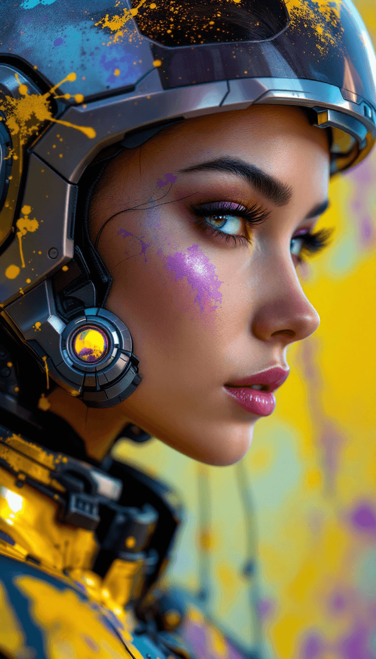 AI generated: side view, Cyberpunk woman with futuristic helmet and glasses,  (detailed face:1.3), (detailed cloth...