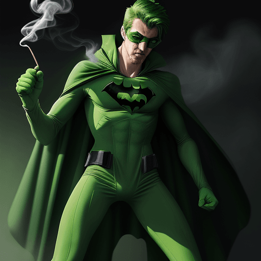AI generated: we are seeing a lanky tall guy, in light green superhero tights suit, with green gloves and boots an...