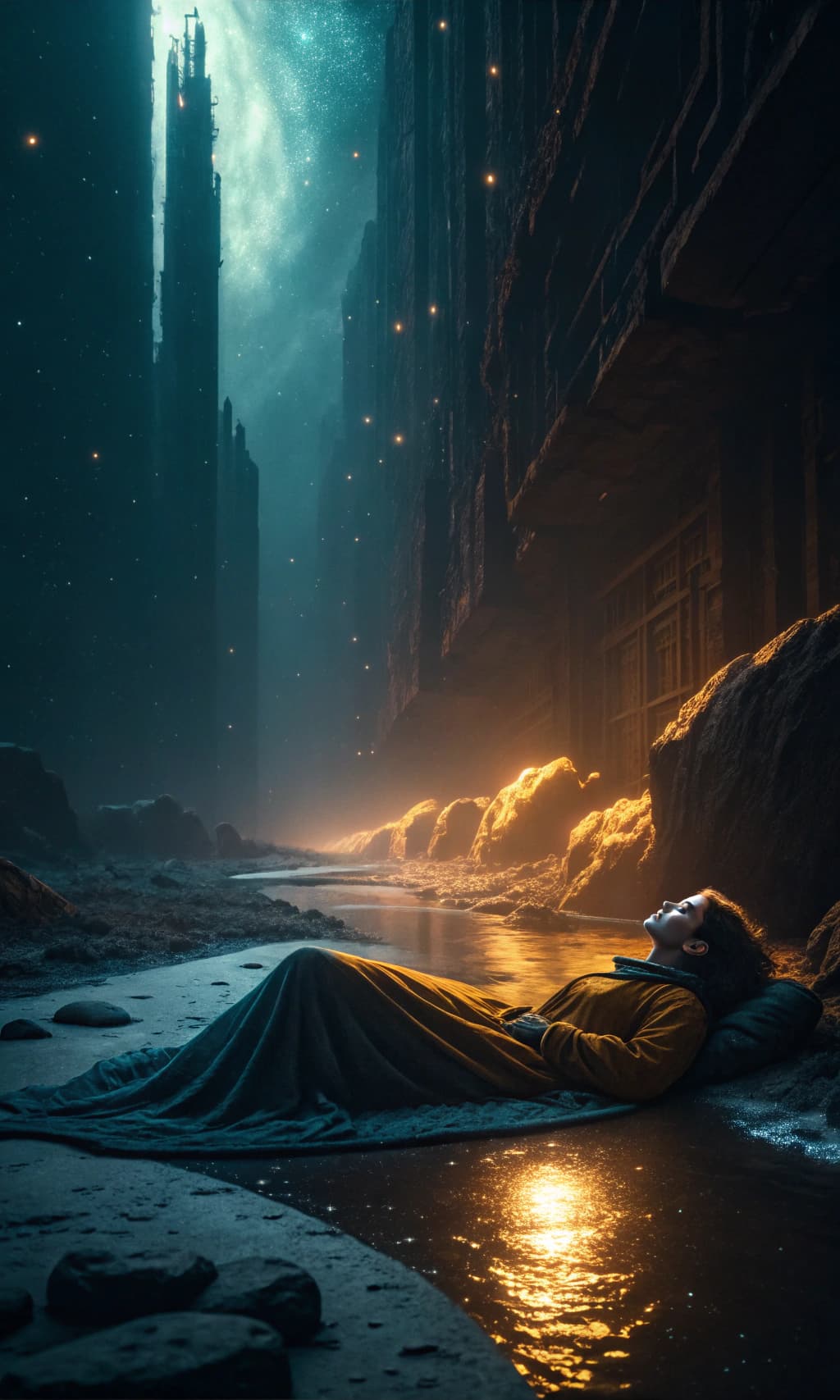 AI generated: Create an emotional dramatic dystopian image featuring a scene from the poem Usheen. That in immorta...