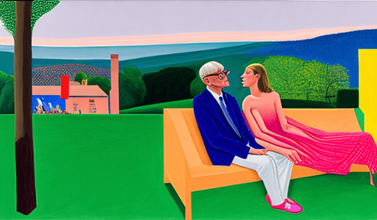 AI generated: 
David Hockney, Neo Rauch, Edward Hopper,

As their eyes locked, a rush of warmth enveloped their he...