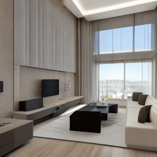 AI generated: imagine a duplex penthouse interior in Prishtina with modern interior furniture and finishings, open...