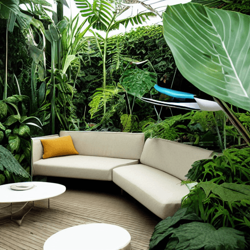 AI generated: high resolution photography landscape design, absolutely open space and blended with the garden, fla...
