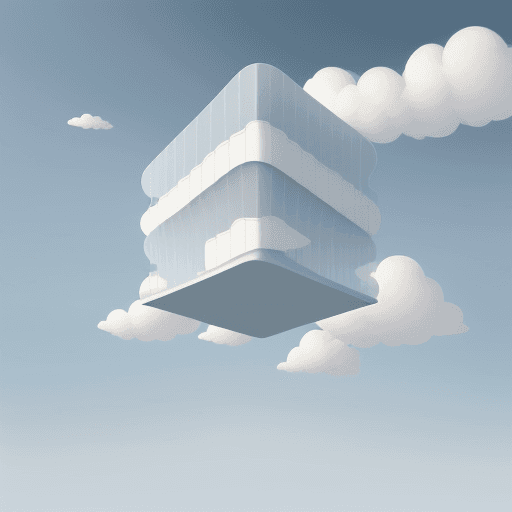 AI generated: Illustration Surrealism Floating sky cloud house with a translucent facade Minimal and clean Dark pa...