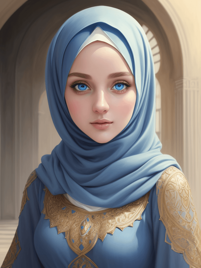 AI generated: best quality, masterpiece, (realistic:1.2), luminate, beautiful muslim, hijab, twirling hijab, robe,...