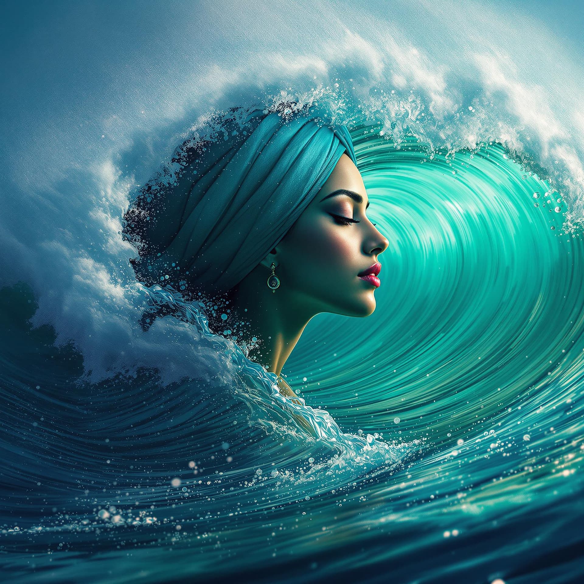 AI generated: An image of a digital art piece where a Indian woman's profile is harmoniously blended with a powerf...