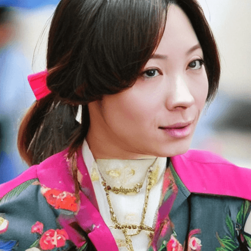 AI generated: 保持原照片女孩的相貌，把环境换为科幻、梦境、有神秘感的花园。可以带一点朋克风格
